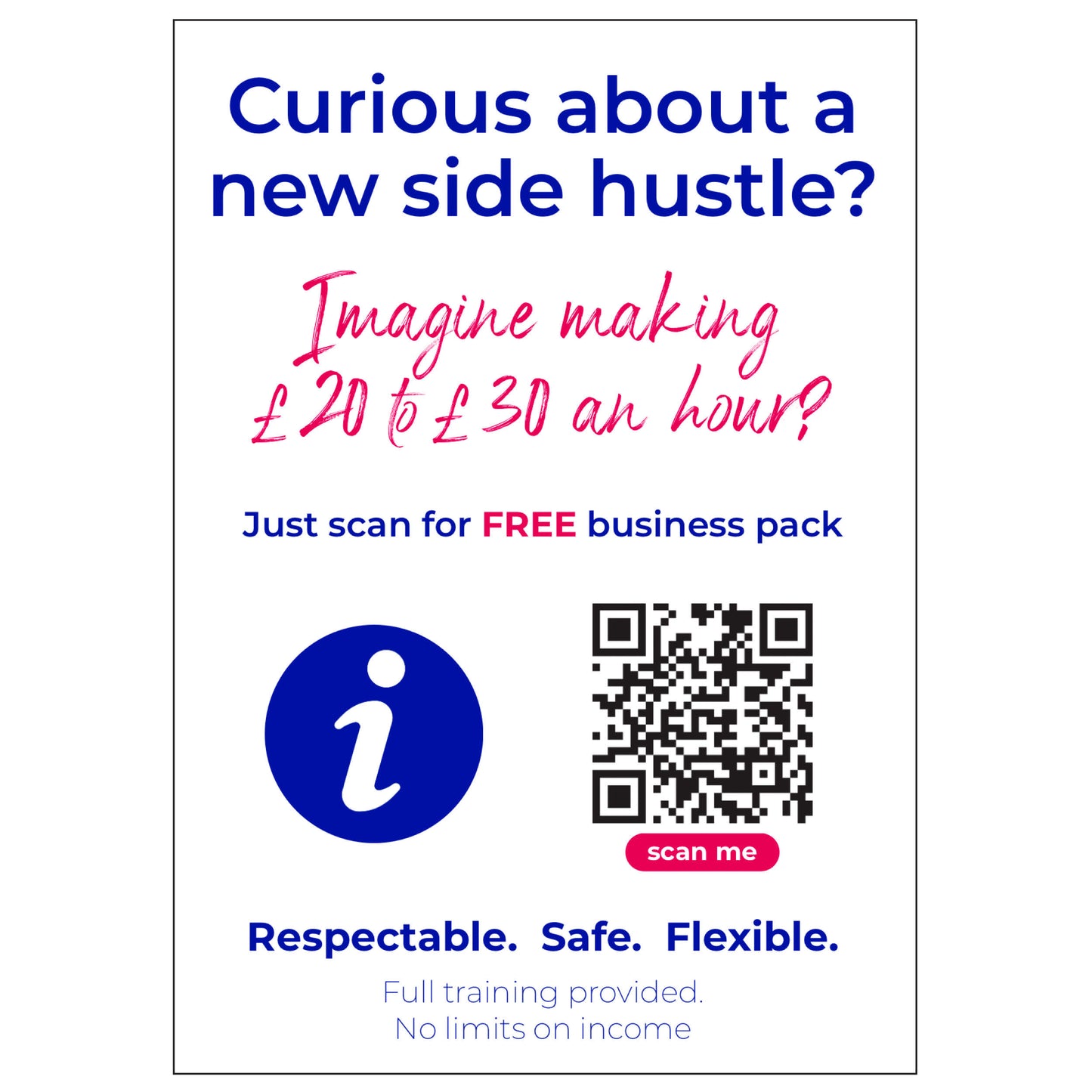 1000 A6 Recruitment Leaflets - Curious About A Side Hustle?