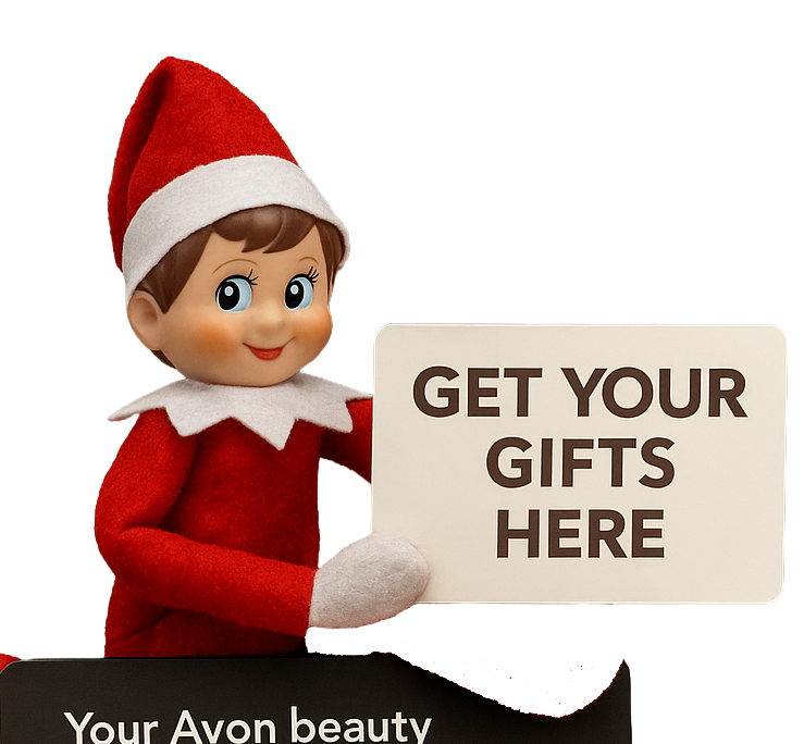 Elf on the Shelf holding a sign that says 'Get your gifts here' 