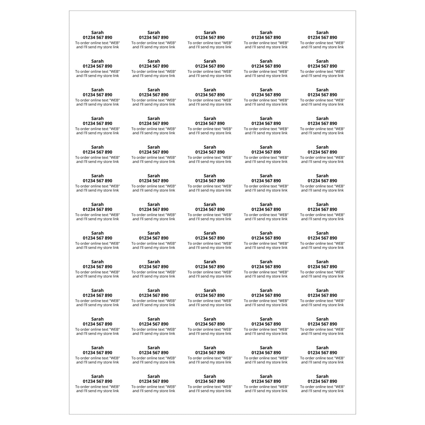 Multiple 'Just want to buy?' text labels  with contact information 