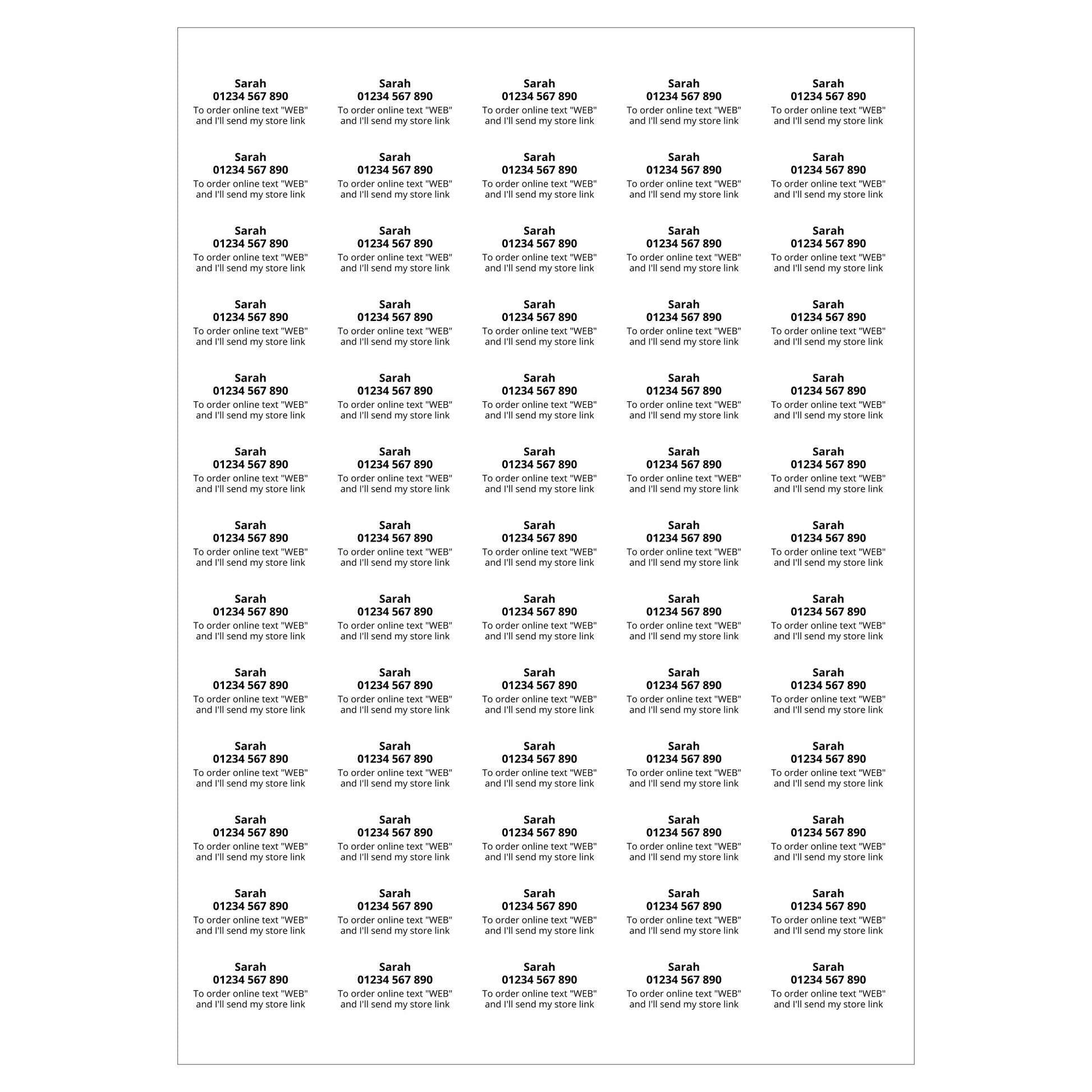 Multiple 'Just want to buy?' text labels  with contact information 
